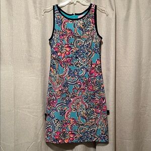 Lilly Pulitzer Francesca Aqua Bait & Switch Sleeveless Sheath Dress size Small